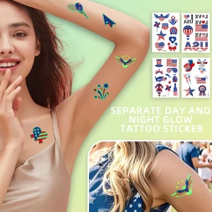 Independence Day Night Light Tattoo Stickers Can Be Customized with Waterproof Temporary Tattoo Stickers