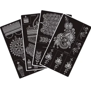India Henna Tattoo Stencil Waterproof Temporary Body Art Template for Women Tattoo Sticker