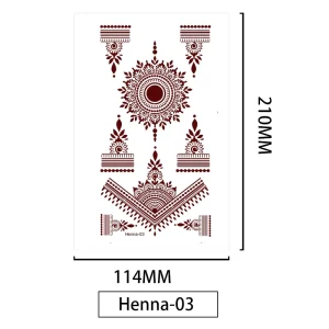 India Mehndi Design Temporary Henna Tattoo Stickers Sexy Finger Hand Tattoo for Women and Girls in Brown Red Maroon Color