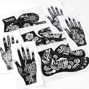 Indian Henna Body Art Decals Temporary Spray Painted Paper Sticker Herbal Juice Feet Tattoo