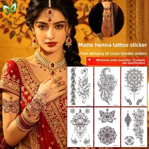 Indian Henna Matte Tattoo Stickers Four color Printing Temporary Tattoos Middle Eastern inspired Tattoos