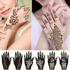 Indian Style Hollow Palm Hand Tattoo Stencil Original Hand Shape Template for Juice Tattoo Spray Coloring Drawing