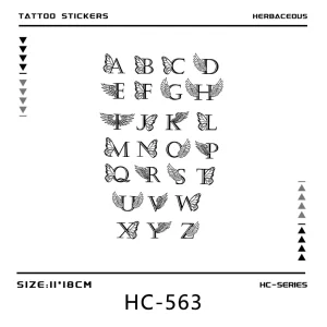 Initials Herbal Tattoo Sticker Water Transfer Printed Waterproof Geometric Shape Luxury Men Women Long-Lasting