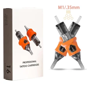 Inkin Orange Magnum Long Taper 0.35mm Permanent Makeup Tattoo Needles Tattoo Supplies with Soft Silicon Cover
