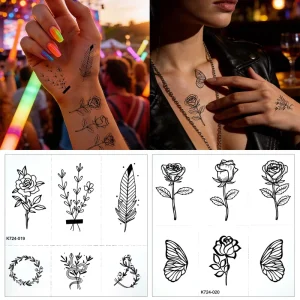 Ins Style Rose Flower Tattoo Stickers Elegant Goddess Waterproof Sweatproof Mini Temporary Tattoo