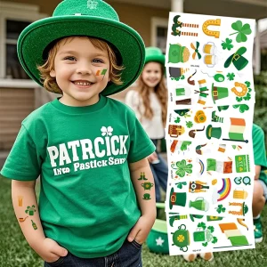Irish National Day Saint Patrick’s Day Children’s Cartoon Party Custom Paper Fashionable Temporary Tattoo Stickers for Body