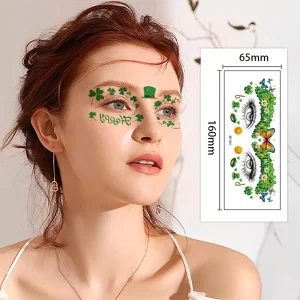Irish Party Face Makeup Stickers St. Patrick’s Holiday Painted Clover Waterproof Glitter Tattoo Stickers