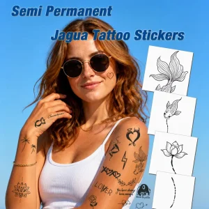 Jagua Temporary Tattoo Stickers Lotus Blossom Chinese Ink Style Waterproof Semi Permanent Body Art Skin Safe OEM ODM Tattoo