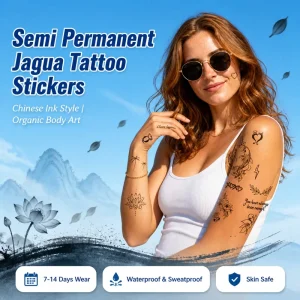 Jagua Water Transfer Temporary Tattoo Stickers Double Koi Peony Chinese Ink Waterproof Semi Permanent Lotus Blossom Body Art