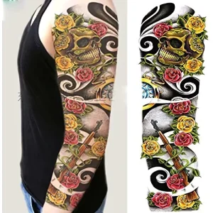 Japanese Style Full Arm Sleeve Body Art Temporary Waterproof Fashionable Tattoo Sticker for Men Women Girl Boy Decoration