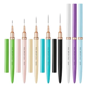 Japanese-Style Plastic Airbrush Drawing Pen 5-Piece Set 8-Color Nail Art Brushes for Flower Colorful Painting Wire-Drawing