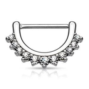 Jeweled Gems Titanium Daith Clicker Jewelry Bar Septum Rings Nose Clicker Body Piercing Jewelry