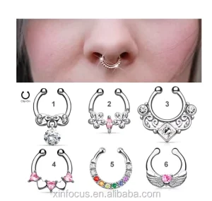 Jeweled Non-piercing Septum Ring Fake Nose Rings Nose Studs Body Piercing Jewelry