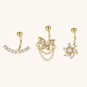 Jewelry Body Piercing Jewelry 925 Sterling Silver Inlaid Zircon Flower Long Tassels Belly Piercing Hanging Navel Nail