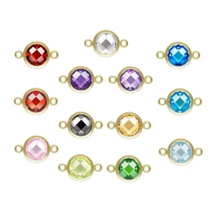 Jewelry Findings 14K Gold Filled 4 6mm 3A CZ Faceted Bezel Charms Double Sided Checkerboard Pendant With Double Holes