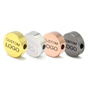 Jewelry Name Engrave Laser Cutting Stainless Steel Gold DIY Accessories Spacer Loose Metal Beads For Bracelets