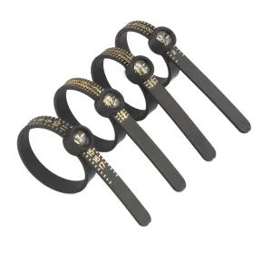 Jewelry Ring Sizer Measuring Belt With Magnifier Black Gold Scale Adjustable Finger Gauge Tool US UK OEM Custom