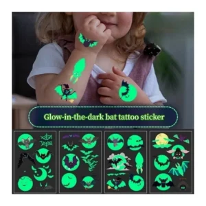 Jiangmei CE Certified Glowing Dark Removable Luminous Colourful 120x76mm Children’s Temporary Tattoo Stickers Custom Bat