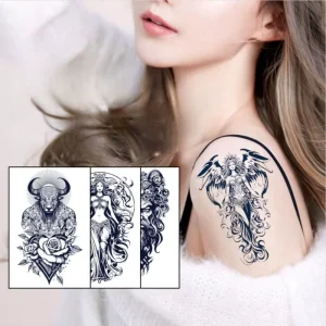 Jiangmei Long Lasting 2 Weeks Temporary Semi Permanent Dark Blue Realistic Herbal Juice Customizable Tattoo Sticker for Men