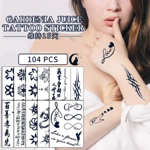 Jiangmei XLM Temporary Long Lasting 1-2 Weeks Alphabet Letter Flower Tiny Tattoo Stickers Herbal Juice Dark Blue Ink Tattoos
