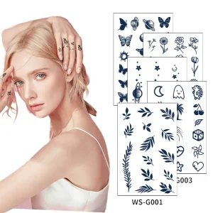 Juice Herbal Botanical Temporary Finger Tattoo Stickers, Semi-Permanent Adhesive Paper