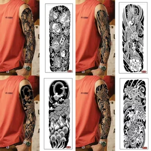 Juice-based Herbal Tattoo Stickers Full-arm Designs Men Women American/Chinese-Style Floral Sleeve Tattoos