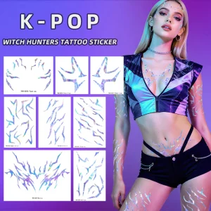 K-pop Anime Girl Group Demon Hunters Party Decorations Accessories Waterproof Cosplay Body Face Temporary Tattoos Stickers