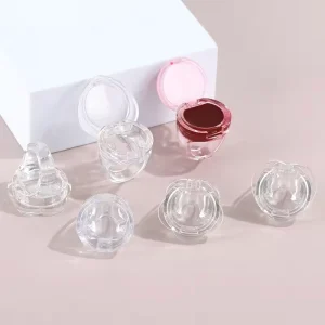 KH016 Round Transparent Ring Cup for Lip Gloss Lip Balm Permanent Makeup Tattoo Pigment Ink Plastic Container Cap with Pendant