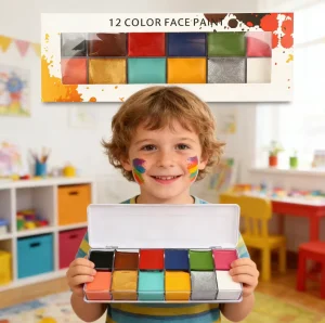 Kids & Adults 12 Vibrant Body Paint Colors Set Non-Toxic Halloween Festivals & Parties Face & Body Art Makeup Washable