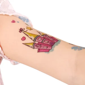 Kids Body Art Glitter Tattoo Sticker 12pcs Pack Colored Cartoon Arm Temporary Disposable Funny Shimmer Tattoo Stickers