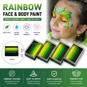 Kids DIY Body Art Kit Split Cake Paint Palette Stencil Brushes Rainbow Painting Children Non Toxic