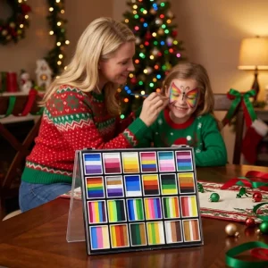 Kids Halloween Glitter Neon Camouflage Water Activated Non Toxic Longlasting Bright Crayons Stencils Face Paint