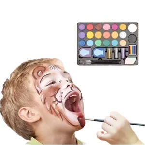 Kids Halloween Makeup Kit Water Based Face Body Paint with Stencils & Brushes Festive Colors for Children’s Parties & Birthdays