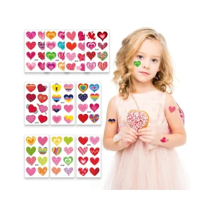 Kids Heart Tattoo Sticker 20pcs Semi-permanent Waterproof Safety Eco-friendly Children Water Transfer Temporary Tattoo