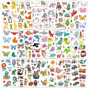 Kids Mixed Styles Temporary Tattoo Stickers Set for Girls and Boys Space Dinosaur Animals Butterfly