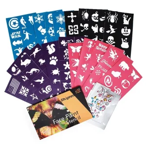 Kids Non-Toxic Skin-Friendly PVC Temporary Tattoo Stencils Kit Face Body Painting DIY Party Use