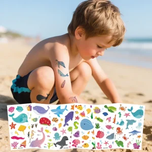 Kids Ocean Animal Tattoo Stickers Dolphin Shark Whale Designs