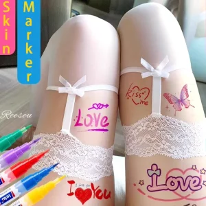 Kids Permanent Tattoo Marker Pen Kit 24 Colors Washable Skin Paint Safe Non toxic Soft Tip Acrylic Markers for Face Body Art