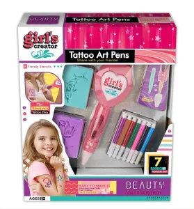Kids Pretend Play Set DIY Tattoo Pen Kit Plastic Beauty Set Girl Beauty Play Set Creative Tattoo Making Set for Kids