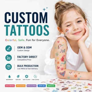 Kids Temporary Tattoo Stickers Waterproof Non-Toxic Custom Cartoon Designs for Party & Promotion