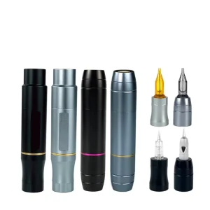 LED Light Double Head Tattoo Pen Permanent Makeup Machine Microshading Supplies with 2 Grips for PMU & Universal Needles