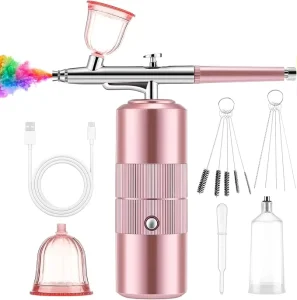 LM Colorful Cordless Airbrush Kit with Air Compressor Nail Airbrush Machine for LED UV Gel Nail Curing