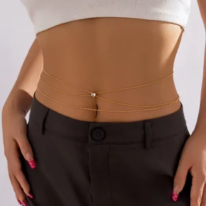 Ladies Princess Cut Alloy Body Chain with Rhinestone for Engagement & Anniversary Fashion Jewelry