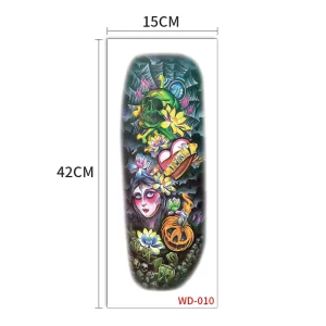 Large Arm Sleeve Black Sexy Waterproof Non Toxic Customizable Temporary Tattoo Sticker Full Body Flower Print for Men Women