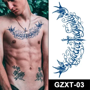 Large Big Size Cool Tattoo Stickers Tribal Semi Permanent Tattoo Designs Fake Sexy Chest Tattoos for Men