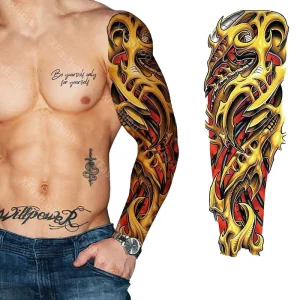 Large Black Sexy Waterproof Temporary Tattoo Stickers Full Arm Big Size Paper Material Custom Sticker