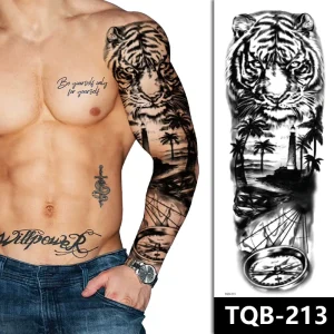 Large Image Cosmetic Grade Temporary Tattoo Sticker New Design Paper Material Long Lasting Full Arm Tattoo Printing Process