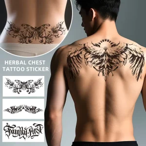 Large Size Chest Simulation Semi Permanent Waterproof Harmless Herbal Juice Tattoo Sticker