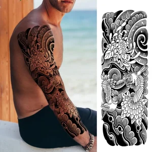Large Size Full Arm Temporary Tattoo Sticker Custom Printed Body Art for Adults Direct Factory Supply