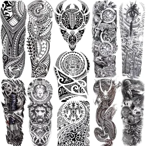 Large Size Temporary Full Arm Sleeve Tattoos Stickers Frozen Eco friendly Non Toxic CMYK Color 7.8×5.9 Inches